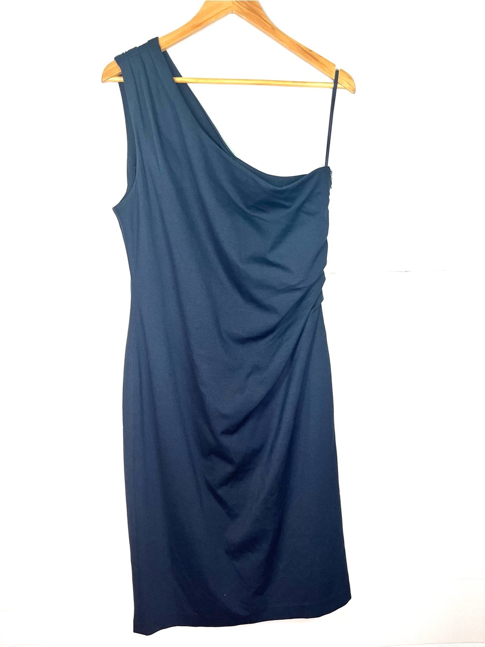 Banana Republic One-Shoulder Navy Blue Draped Dress